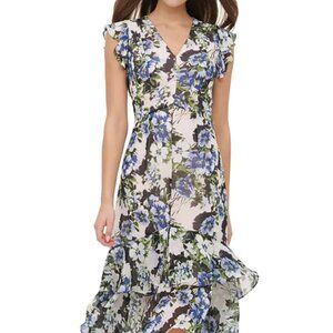 NWT Tommy Hilfiger Floral Ruffle Midi Dress - Size 8